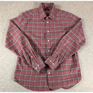 UNTUCKit Bamboo Red Plaid Button Down Shirt Mens Large Slim Fit Cotton